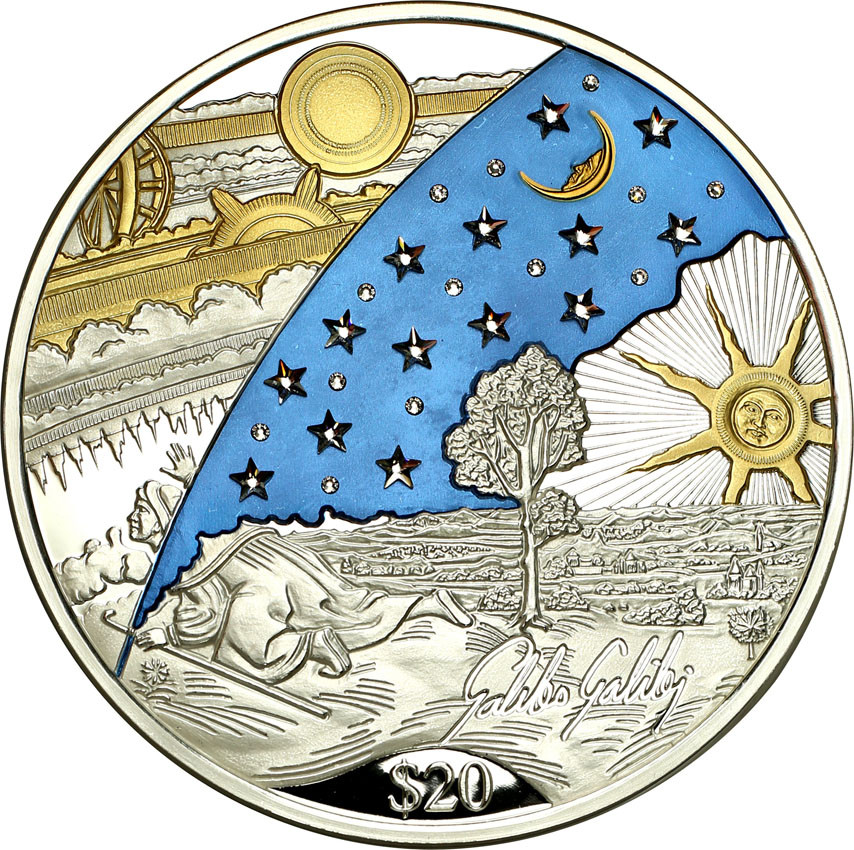 Fidżi 20 dolarów 2014 - 450. rocznica Galileo Galilei - 1 kg Ag .999